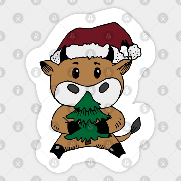 Cow Reindeer Hat Santa Christmas Lights Sticker by store anibar